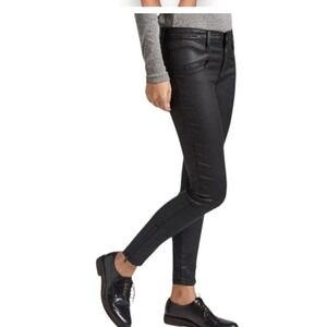 CURRENT ELLIOTT ~ Size 30 ~ Black Stiletto Biker Zipper Coated Skinny Je…